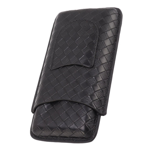 3 Sticks Portable Cigar Case Leather Cigar Humidors Travel Moisturizer Cigar Case for Men Gifts Black