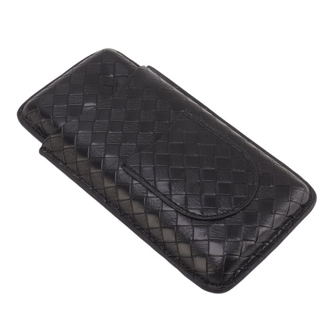 3 Sticks Portable Cigar Case Leather Cigar Humidors Travel Moisturizer Cigar Case for Men Gifts Black