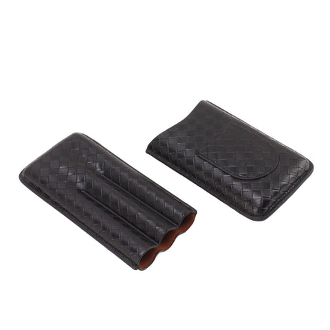 3 Sticks Portable Cigar Case Leather Cigar Humidors Travel Moisturizer Cigar Case for Men Gifts Black
