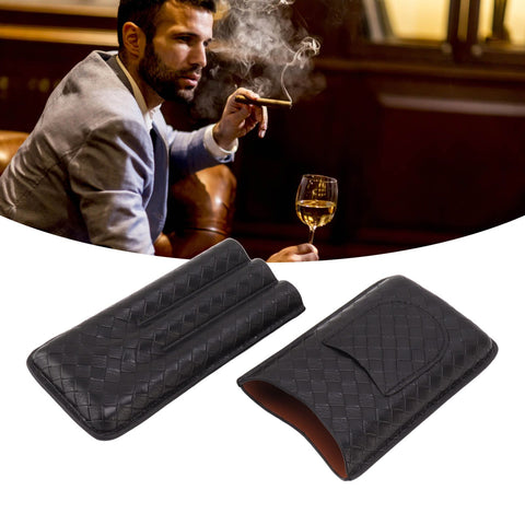 3 Sticks Portable Cigar Case Leather Cigar Humidors Travel Moisturizer Cigar Case for Men Gifts Black