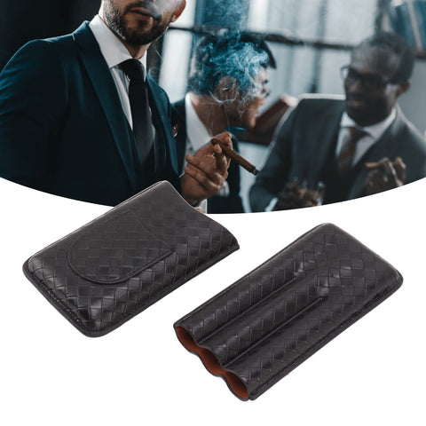 3 Sticks Portable Cigar Case Leather Cigar Humidors Travel Moisturizer Cigar Case for Men Gifts Black