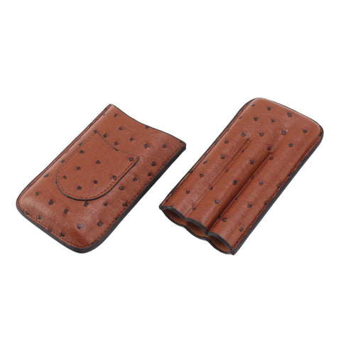 Cigar Case Holder Artificial Leather Brown 3 Finger Cigar Carrying Travel Case Portable for Travel Anniversary Gifts