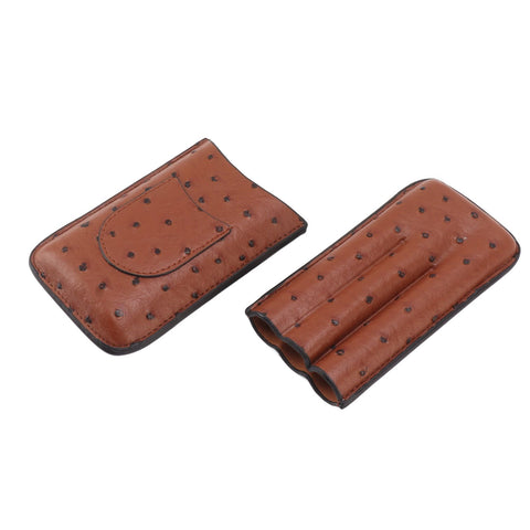 Cigar Case Holder Artificial Leather Brown 3 Finger Cigar Carrying Travel Case Portable for Travel Anniversary Gifts