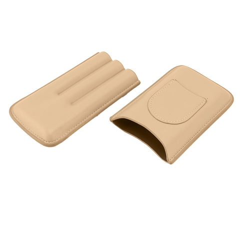 Cigar Case High End Leather Fashion Portable Travel Cigar Holder Case for 3 Cigars Luxury Gold