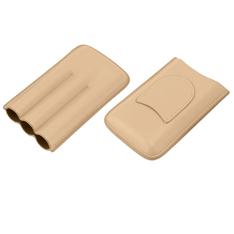 Cigar Case High End Leather Fashion Portable Travel Cigar Holder Case for 3 Cigars Luxury Gold