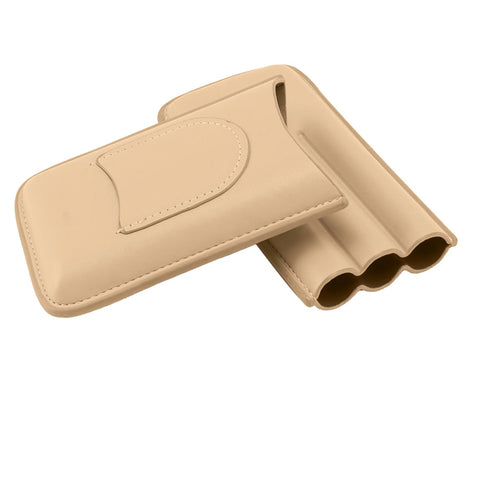 Cigar Case High End Leather Fashion Portable Travel Cigar Holder Case for 3 Cigars Luxury Gold