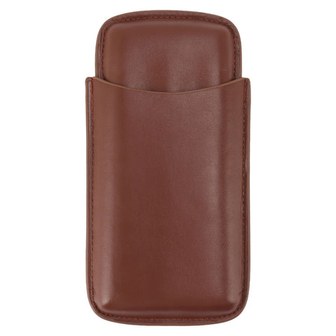 Cigarette Case Leather 3pcs Capacity Portable Cigar Storage Box with Pocket for Outdoor Brown
