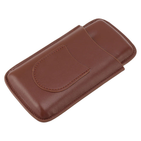 Cigarette Case Leather 3pcs Capacity Portable Cigar Storage Box with Pocket for Outdoor Brown
