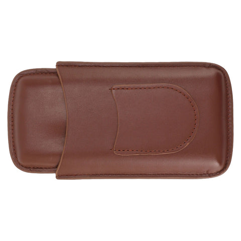 Cigarette Case Leather 3pcs Capacity Portable Cigar Storage Box with Pocket for Outdoor Brown