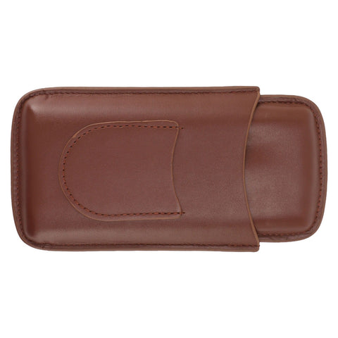 Cigarette Case Leather 3pcs Capacity Portable Cigar Storage Box with Pocket for Outdoor Brown