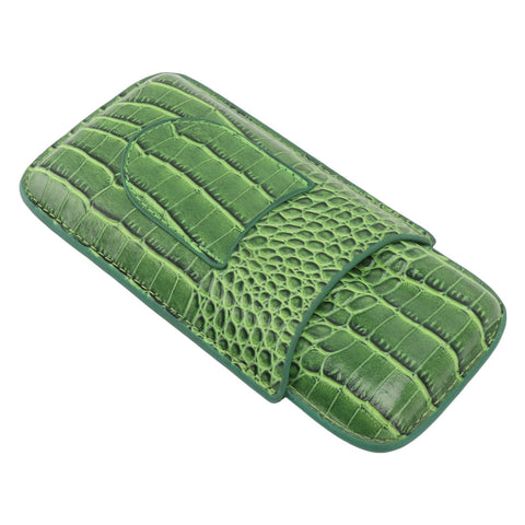 3 Finger Cigar Holder Frosted Finish Portable 3 Finger Leather Cigar Case for Travelling Hiking Green