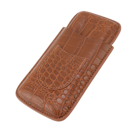 Cigar Holder Case Artificial Leather Portable Durable Elegant 3 Finger Cigar Box for Travel Outdoor Business 79