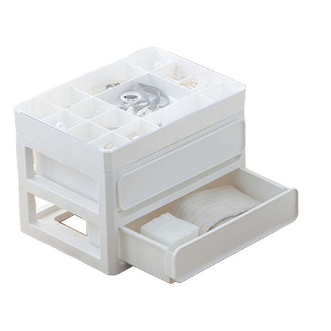 Storage Drawer Multi Layers Stackable Dustproof Desktop Storage Box Organizer for Student Dormitory Home Cosmetics 2 Layers White