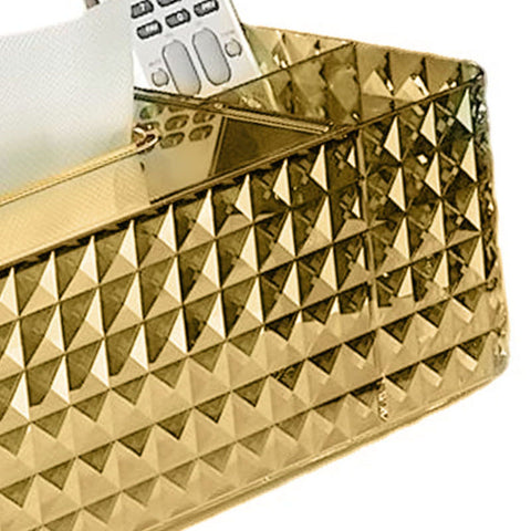 Tissue Storage Box Rhombus Texture Side Partition Towel Napkin Container Case Transparent Gold