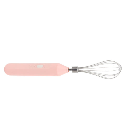 Electric Egg Beater Handheld USB Charging Milk Frother Portable Cordless Drink Mixer with Stainless Steel Whisk Pink