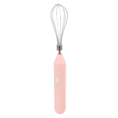 Electric Egg Beater Handheld USB Charging Milk Frother Portable Cordless Drink Mixer with Stainless Steel Whisk Pink