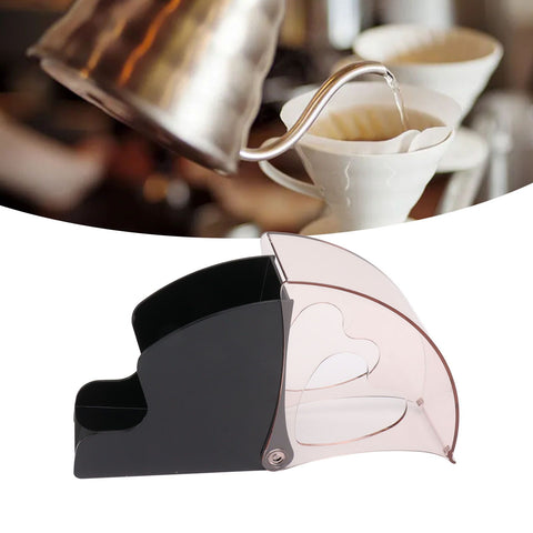 Coffee Filter Holder Storage Coffee Filter Paper Dispenser Rack with Dustproof Cover for Cafe Office Black
