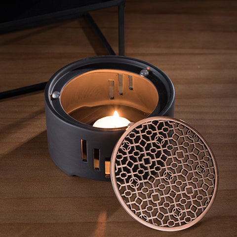 Teapot Warmer Kit with Bronze Color Mat Functional Convenient Tea Coffee Warm Tool for Coffee Beverages