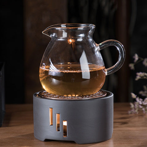 Teapot Warmer Kit with Bronze Color Mat Functional Convenient Tea Coffee Warm Tool for Coffee Beverages