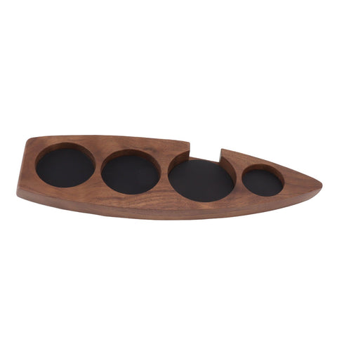 Boat Shape Coffee Tamper Holder Walnut Wood Coffee Distributor Holder Station for Cafe Western Restaurant Bar Family Kitchen 53mm