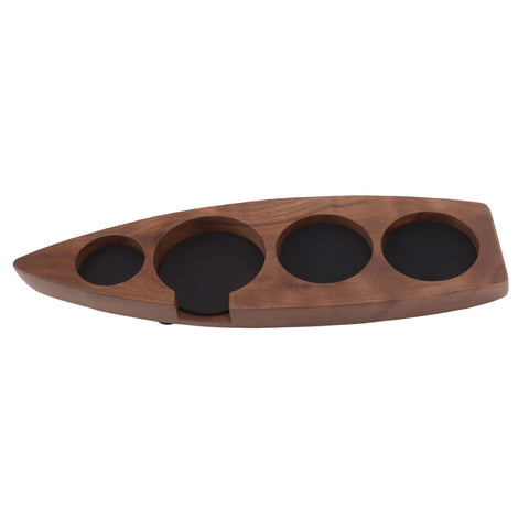 Boat Shape Coffee Tamper Holder Walnut Wood Coffee Distributor Holder Station for Cafe Western Restaurant Bar Family Kitchen 53mm