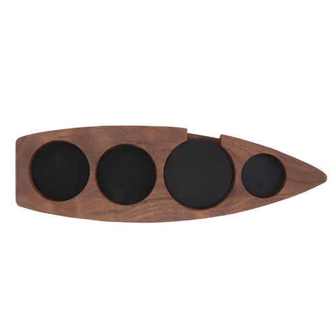 Boat Shape Coffee Tamper Holder Walnut Wood Coffee Distributor Holder Station for Cafe Western Restaurant Bar Family Kitchen 53mm
