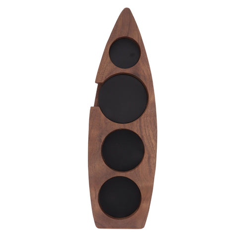 Boat Shape Coffee Tamper Holder Walnut Wood Coffee Distributor Holder Station for Cafe Western Restaurant Bar Family Kitchen 53mm