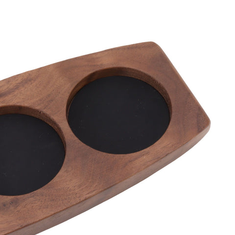Boat Shape Coffee Tamper Holder Walnut Wood Coffee Distributor Holder Station for Cafe Western Restaurant Bar Family Kitchen 53mm
