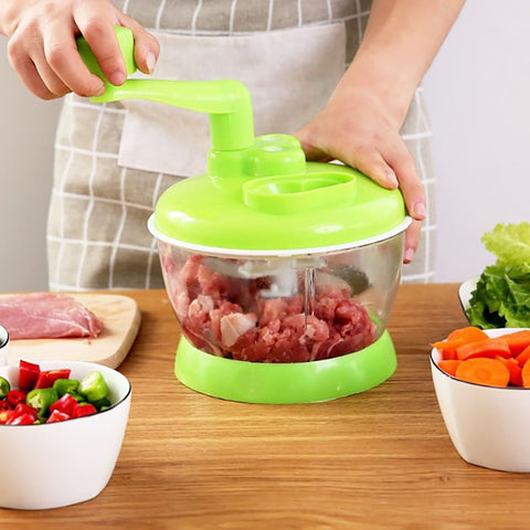 Manual Vegetable Grinder Stainless Steel Blade Portable Food Meat Mixer for Kitchen Restaurant