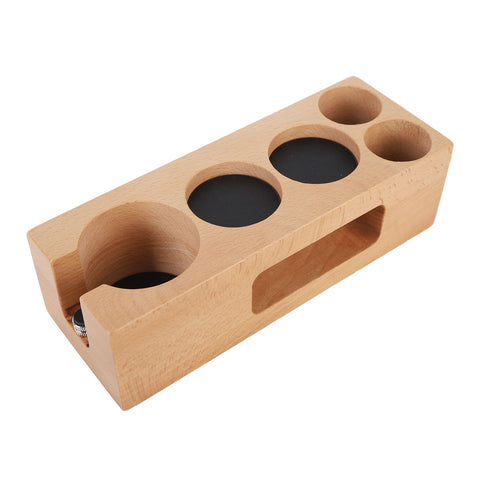 Wood Coffee Filter Tamper Holder Wooden Coffee Tamper Mat Stand for Home Cafe Restaurant Hotel Office 51mm 5 Hole