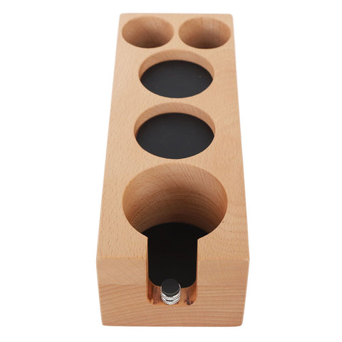 Wood Coffee Filter Tamper Holder Wooden Coffee Tamper Mat Stand for Home Cafe Restaurant Hotel Office 51mm 5 Hole
