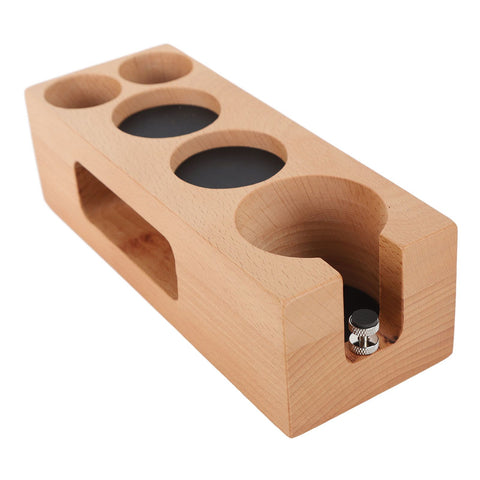 Wood Coffee Filter Tamper Holder Wooden Coffee Tamper Mat Stand for Home Cafe Restaurant Hotel Office 51mm 5 Hole