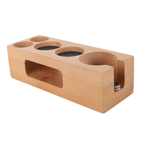 Wood Coffee Filter Tamper Holder Wooden Coffee Tamper Mat Stand for Home Cafe Restaurant Hotel Office 51mm 5 Hole