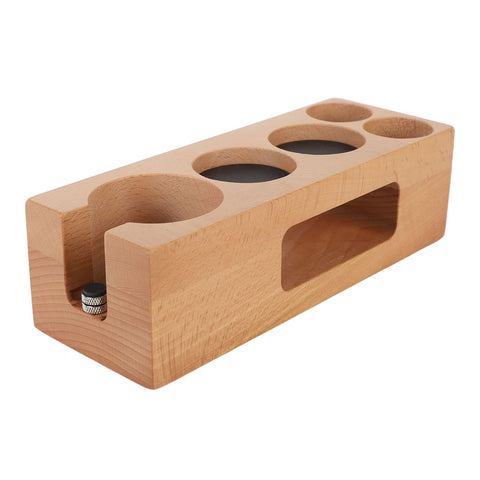 Wood Coffee Filter Tamper Holder Wooden Coffee Tamper Mat Stand for Home Cafe Restaurant Hotel Office 51mm 5 Hole