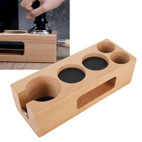 Wood Coffee Filter Tamper Holder Wooden Coffee Tamper Mat Stand for Home Cafe Restaurant Hotel Office 51mm 5 Hole