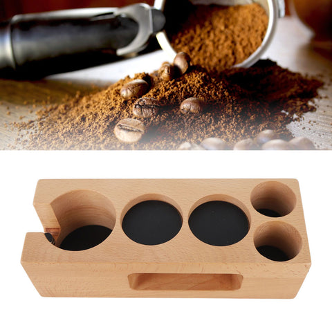 Wood Coffee Filter Tamper Holder Wooden Coffee Tamper Mat Stand for Home Cafe Restaurant Hotel Office 51mm 5 Hole