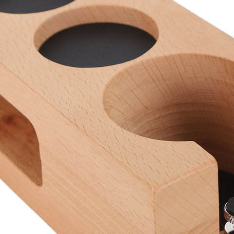 Wood Coffee Filter Tamper Holder Wooden Coffee Tamper Mat Stand for Home Cafe Restaurant Hotel Office 51mm 5 Hole