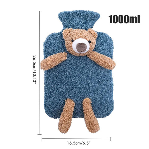 Hot Water Bottle with Soft Plush Cover Hot Water Bag Winter Warm Supplies for Muscles Head Shoulders Relief