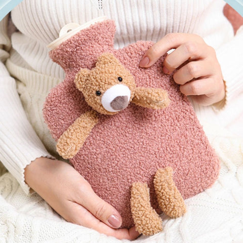 Hot Water Bottle with Soft Plush Cover Hot Water Bag Winter Warm Supplies for Muscles Head Shoulders Relief