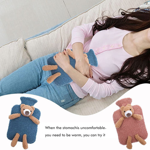 Hot Water Bottle with Soft Plush Cover Hot Water Bag Winter Warm Supplies for Muscles Head Shoulders Relief