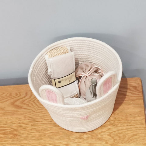 Cute Rabbit Basket Easter Bunny Ear Storage Bag Portable Candy Bag for Storing Cosmetics and Snacks