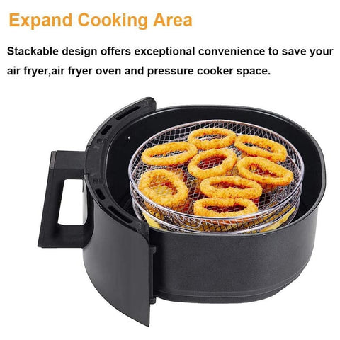 3 Pcs/Set Air Fryer Rack Three Stackable Dehydrator Racks 304 Stainless Steel Air Fryer Stand Air Fryer Accessories