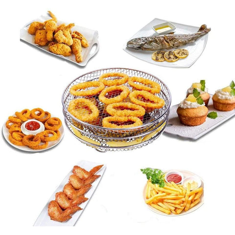 3 Pcs/Set Air Fryer Rack for 4.2QT-5.8QT Air Fryer Three Stackable Dehydrator Racks Stainless Steel Air Fryer Stand Air Fryer Accessories
