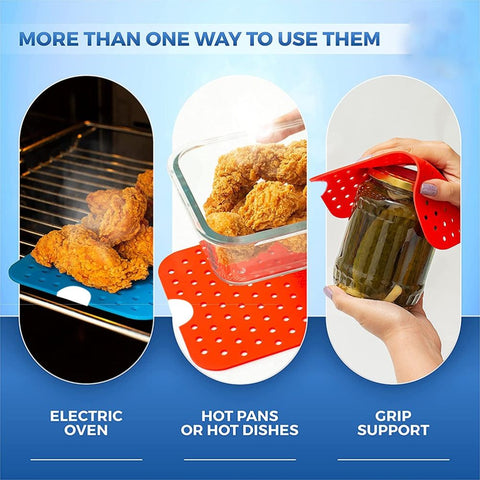Reusable Double Basket Air Fryer Liners Non Stick Silicone Air Fryer Liners Kitchen Accessories for Dual Basket Air Fryers