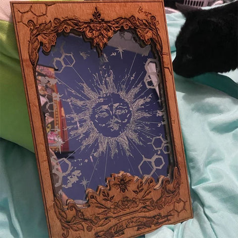 Sun XIX Tarot Card Mirrors Wooden Tarot Mirror Home Ornament