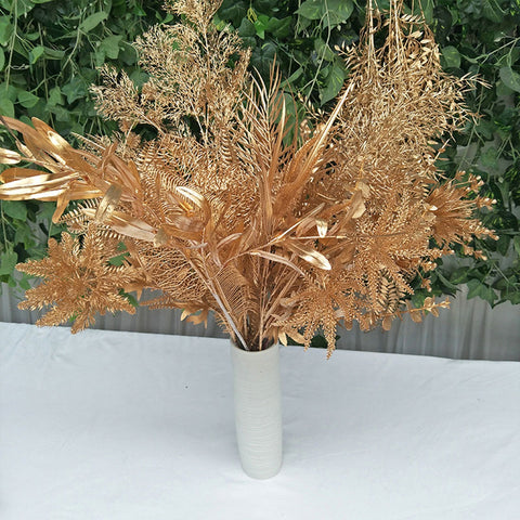 Golden Tropical Plant Leaves Artificial Tropical Leaves for Indoor Decoration