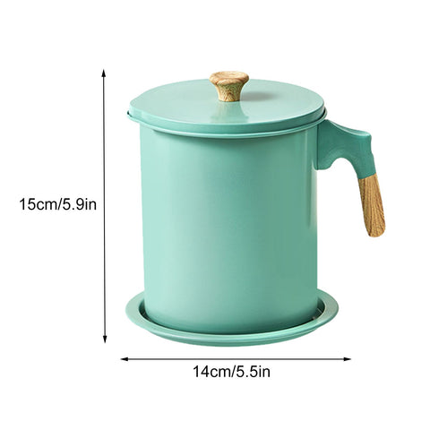 Household Mesh Oil Filter Tank with Lid Large Capacity Grease Container Oil Storage Pot
