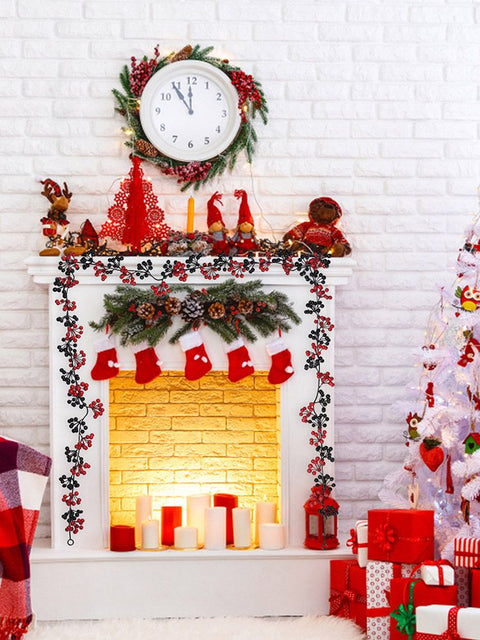 Artificial Berry Rattan with Black Berries Christmas Decoration Rattan for Mantelpiece Stair Handrail