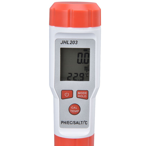 PH Tester 4 in 1 Portable Automatic Recognition Temperature Compensation Accurate Widely Used EC Meter for PH EC SALT