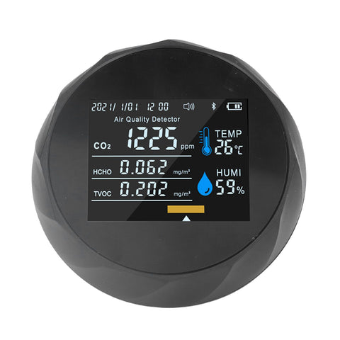 Air Quality Monitor Real Time Intelligent Color Screen Display USB Charging Portable Digital Air Quality Detector 5VBlack
